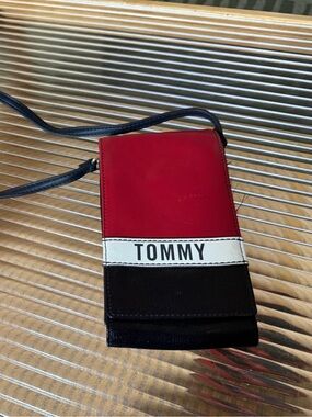 Tommy Hilfiger Red, Black & White Crossbody Card Holder